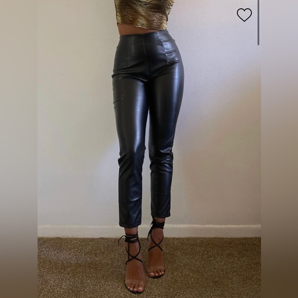 Princess Polly Pants - Princess Polly Black Faux Leather Leggings